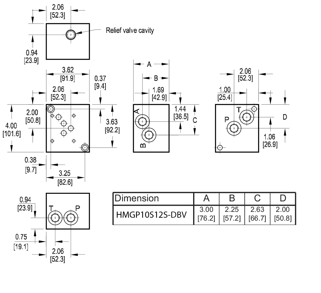 Subplate Solenoid Valve, Cetop 5, 3C2, A-B-P-T closed assembled with subplate and PRV