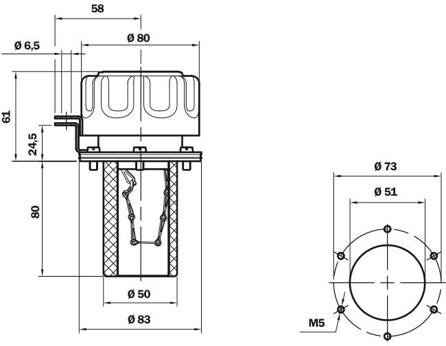 Dimensiones del filtro de llenado y ventilación