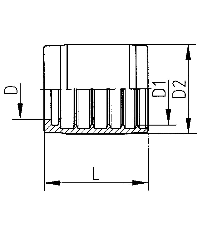 Dimensions Manchons de pression, version non pelable pour 1SN, 2SN et 2SC