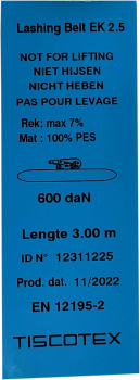 Preview: Spanngurt 3m mit Klemmschloss und Aufdruck (EN 12195-2)
