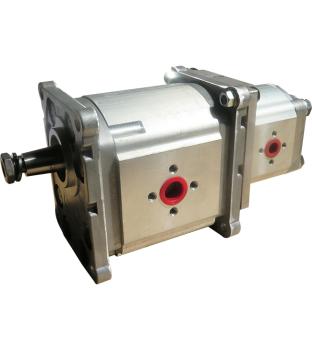 Hydraulic Double Gear Pump, Group 3+2, European flange, Conical Shaft 1:8,  Flange connection, stage 1 with 63 ccm/REV, stage 2 selectable, rotation right