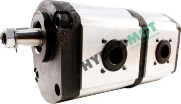 Hydraulic Gear Pump, BG2 + BG2, DIN flange (type 4), con. shaft 1:5 (type D), Stage 1 with 11ccm/REV, Stage 2 selectable, rotation left