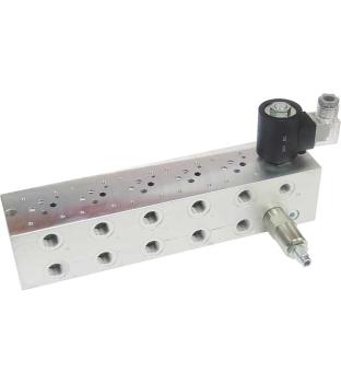 Preview: Grundplatte 5-fach NG06 (CETOP 3), Aluminium, mit DBV und 2/2 Wege-Sitzventil