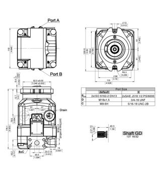 Preview: Hydraulikmotor, Axialkolbenmotor, Welle verzahnt 13T, 16/32 DP, 350 bar, Typ MAPA22GD