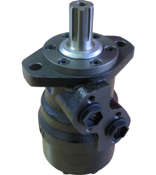 Preview: Hydraulikmotor M+S MR160 mit Wickelschutz für Kehrbesenantrieb, Vielkeilwelle