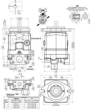 Preview: Hydraulikpumpe, Axialkolbenpumpe, Welle verzahnt 13T, rechtsdrehend, 350 bar, 35 cm3/U, Typ PAPB35RSD