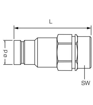 Preview: Quick Coupling, FlatFace design, Male, Group 2, male 12L, Type HMSTK-ST-FF18CEL12-10S
