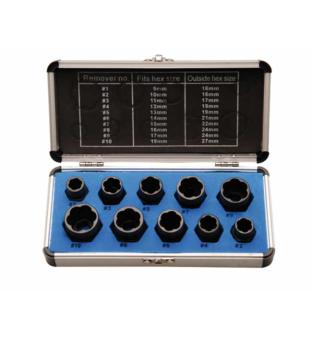 Special Socket Set | Screw extractor | 10 mm (3/8") drive | twist type 9-19 mm | 10 pcs.