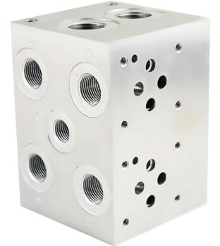 Preview: Grundplatte 2-fach NG06 (CETOP 3), Aluminium, mit Druckbegrenzungsventil DBV