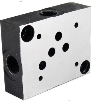 Preview: Grundplatte 1-fach NG10 (CETOP 5), Stahl, Anschlüsse seitlich