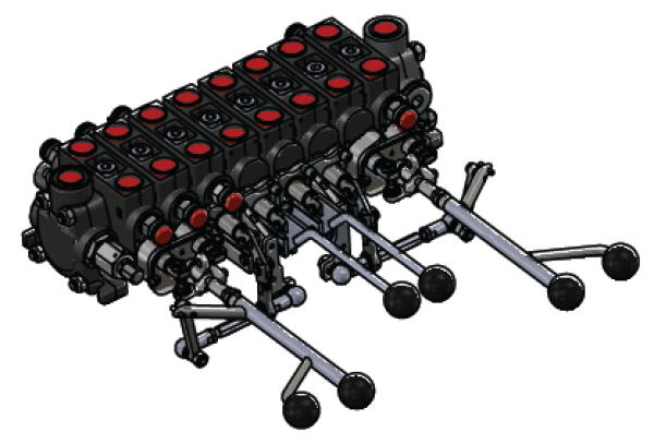 Sektionsventil 80 l/min, 8 Sektionen, doppelt wirkend, mit manueller Ansteuerung
