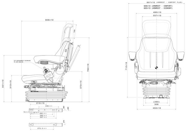 Mechanisch gefederter Nutzfahrzeugsitz HMNFZT5, Harita Terra T5 - PVC-Bezug