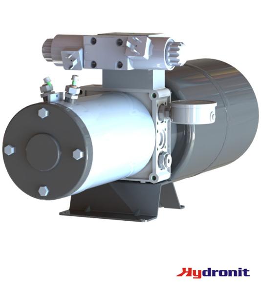 HYDRONIT Hydraulikaggregat, Kompaktaggregat, DC Antriebsmotor, 4/3-Wegeventil für 1 doppelt wirkenden Verbraucher