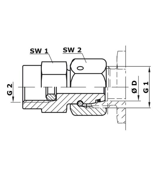 Pressure gauge swivel connector 10L