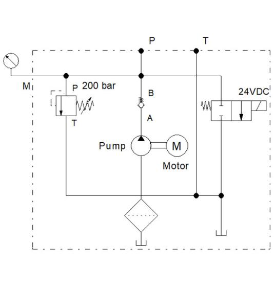 Diagrama eléctrico HYDRONIT Grupos de potencia hidráulica, Grupos de potencia compacta, motor de 400V CA, consumidor de efecto simple