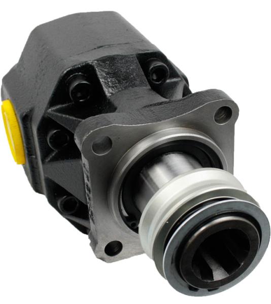 Hydraulikpumpe, Zahnradpumpe, Gusspumpe, 120 cm³/U, Hohlwelle P.T.O mit Schnappring, 4-loch Flansch, G1 1/4", reversierbar