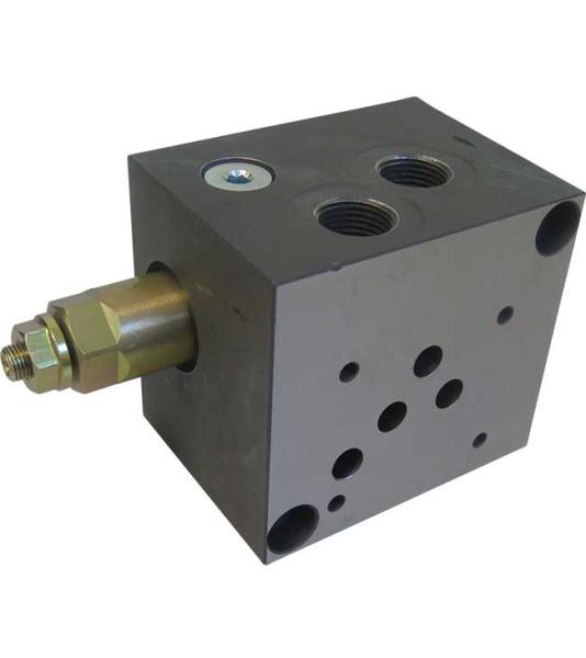 Placa base NG10 CETOP 5 de 2 vías, de acero, frente