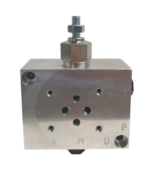 Manifold 1-stage CETOP 3, Aluminium, with pressure relief valve