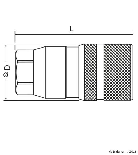 Steckkupplung flachdichtend, Muffe für Schnellkupplung BG 2, 3/8" Innengewinde, unter Druck kuppelbar Typ HMSTK-ST3FF06BSP10M
