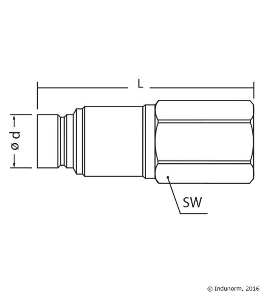 Steckkupplung flachdichtend, Stecker für Schnellkupplung BG 2, 3/8" Innengewinde, unter Druck kuppelbar Typ HMSTK-ST3FF06BSP10S