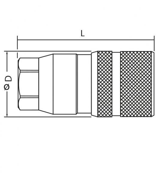Quick Coupling, FlatFace design, Female, Group 2,male 15L, Type HMSTK-ST-FF22CEL15-10M