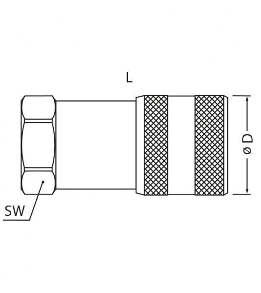 Acoplamiento enchufable de sellado plano, hembra para acoplamiento rápido BG 1, 1/4" rosca interna, tipo HMSTK-VC-FF-IG1/4-06M
