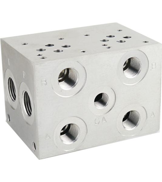 Grundplatte 2-fach NG06 (CETOP 3), Aluminium, mit Druckbegrenzungsventil DBV