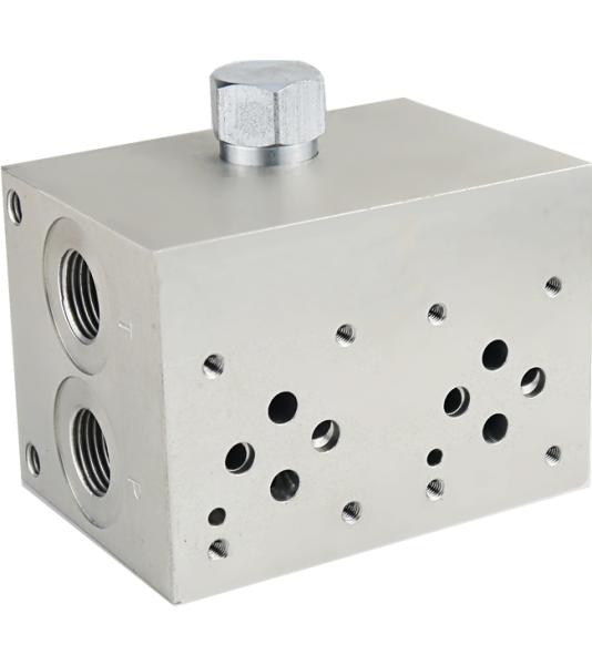 Grundplatte 2-fach NG06 (CETOP 3), Aluminium, mit Manometeranschluss