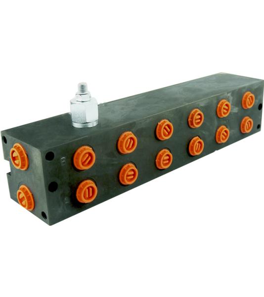 Grundplatte 6-fach NG06 (CETOP 3), Stahl, mit Druckbegrenzungsventil DBV