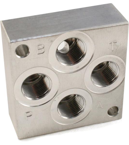 Grundplatte 1-fach NG06 (CETOP 3), Anschlüsse unten, Aluminium