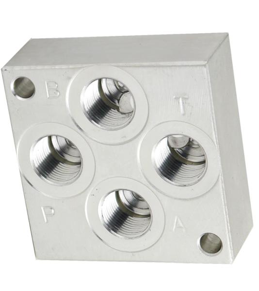 Grundplatte 1-fach NG06 (CETOP 3), Anschlüsse unten, Aluminium