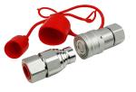 Quick Coupling Flat Face Design, Set, female and male parts with dust protection cap