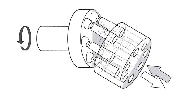 Axialkolbenmotor in Schrägachsenbauweise